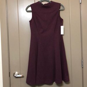 Maroon fit and flare dress